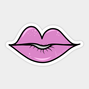 Cute Pink Sparkly Cartoon Lips, made by EndlessEmporium Sticker